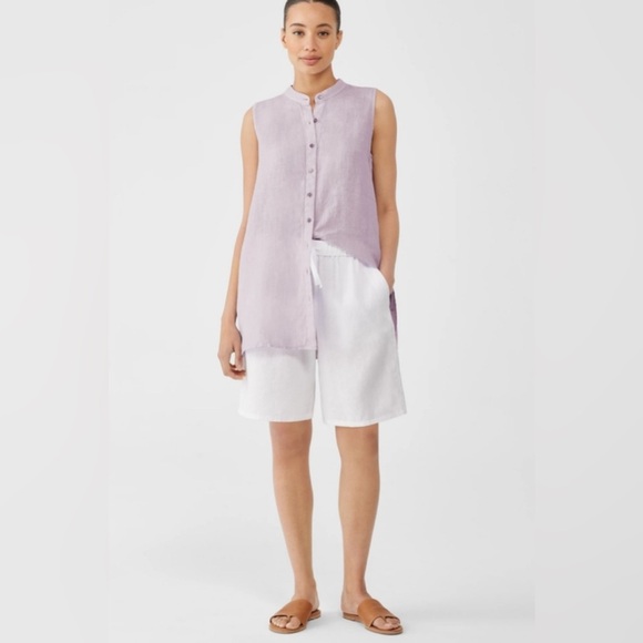 Eileen Fisher linen Drawstring Bermuda Shorts Size L - Picture 1 of 6